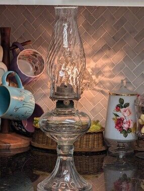 antique clear glass kerosene Lamp